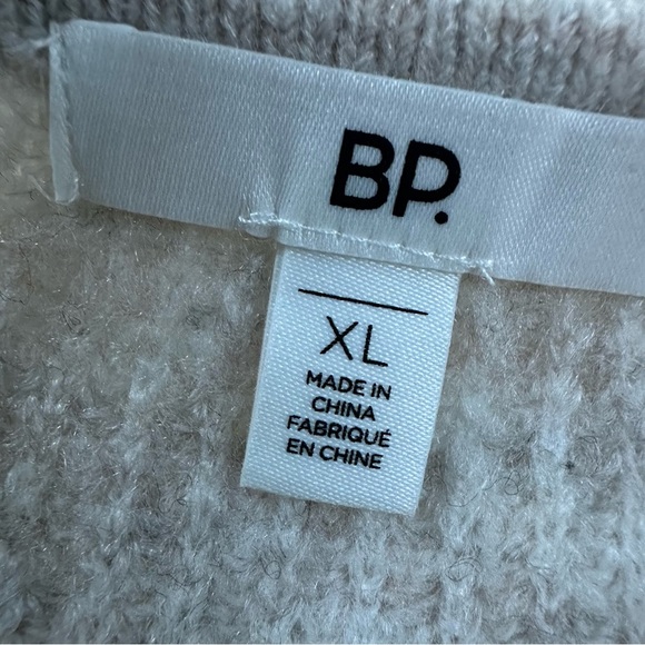 BP Ruffle Sleeve Beige Tan V-Neck Sweater, Oversized, XL - Picture 7 of 8